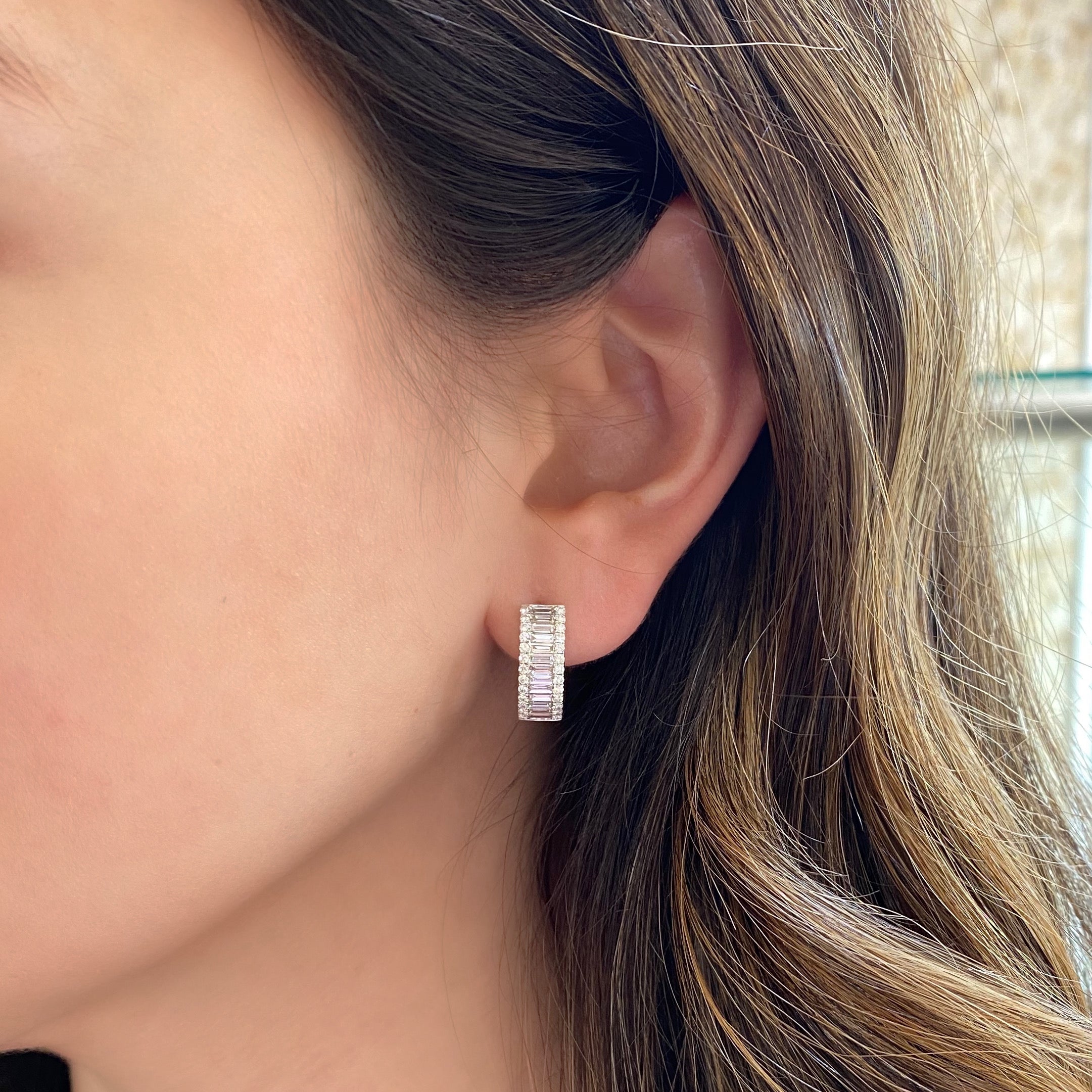 14k Unique Baguette Diamond Earrings – FERKOS FJ